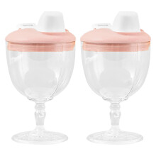 Różowy kubek dla niemowląt, wytrzymały, z wysokimi nóżkami, 150 ml, 2 szt.
