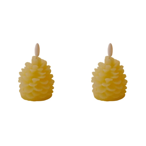 LED flammeløse koglelys beige, 2-pak 9,6x5,3 cm