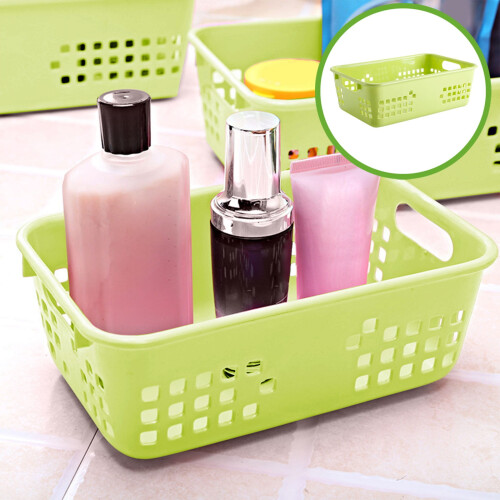 Small Plastic Storage Basket with Handles, Stackable Organizer for Remote Controls, Office, Kitchen & Bathroom – Compatible with Home Use 1