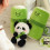 Pluche panda van groen bamboe, 9 cm 5