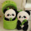 Pluche panda van groen bamboe, 9 cm 8
