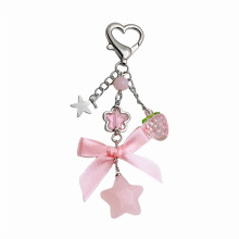 Unique Strawberry Star Bag Pendant Bowknot Key Accessory Strawberry Key Pendant Key Holder Present for Fashion Lover