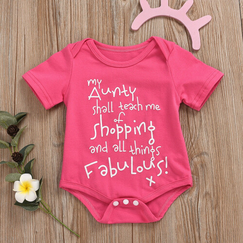 Baby-Strampler, kurzärmelig, Buchstabenprint, rosa, 6-9 Monate 1