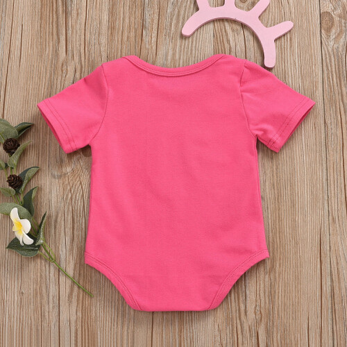 Baby-Strampler, kurzärmelig, Buchstabenprint, rosa, 6-9 Monate 2