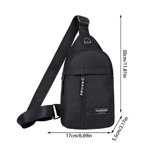 Borsa a tracolla nera con foro per cuffie 2