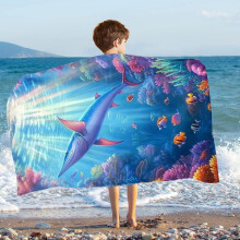 Kinderstrandhanddoek van sneldrogende microvezel, 59 x 29 inch
