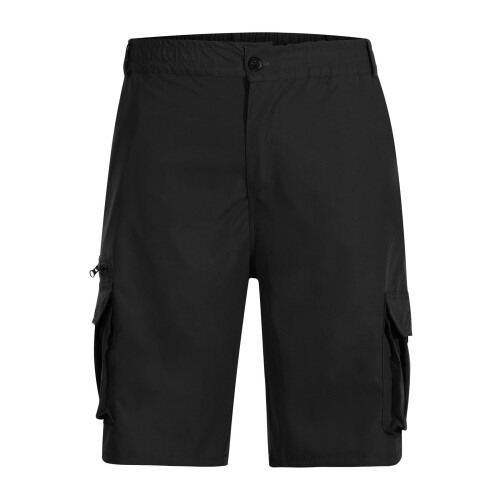 Short décontracté uni pour homme avec taille élastique multipoches 2