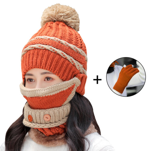 Damen-Winterstrickset mit Mütze, Handschuhen, Schal und Maske 1