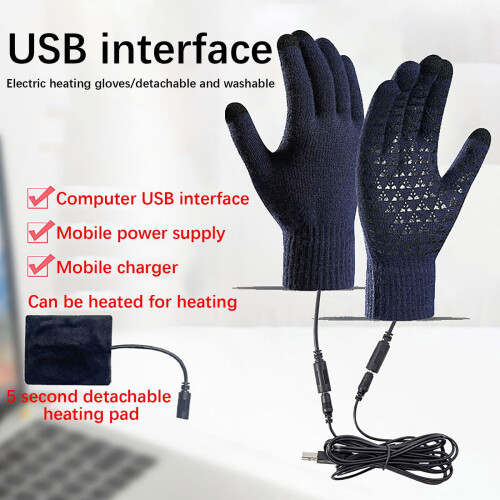 Θερμαινόμενα γάντια USB Συμβατά με οθόνη αφής, μαύρα 2