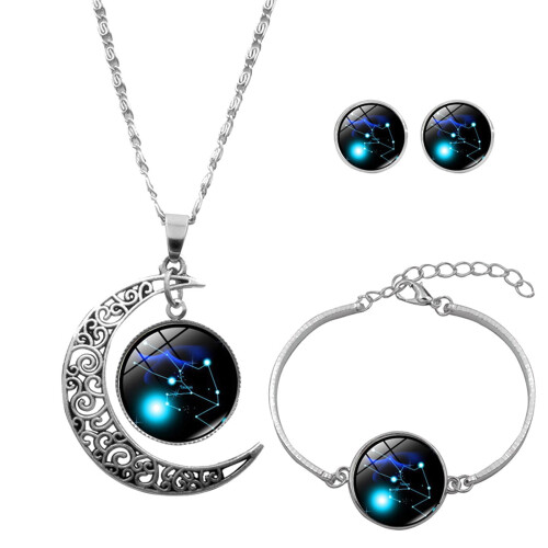Σετ σκουλαρίκια-βραχιόλι με κολιέ Constellation Moon για γυναίκες 1