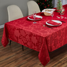 Christmas Tablecloth Poinsettia Red 60x84 Inch