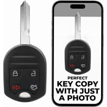Cut Remote Key Fob Replacement Compatible with Ford F-150, F250, F350, Explorer, Edge, Expedition, Escape (2005–2015), 4-Button Trunk