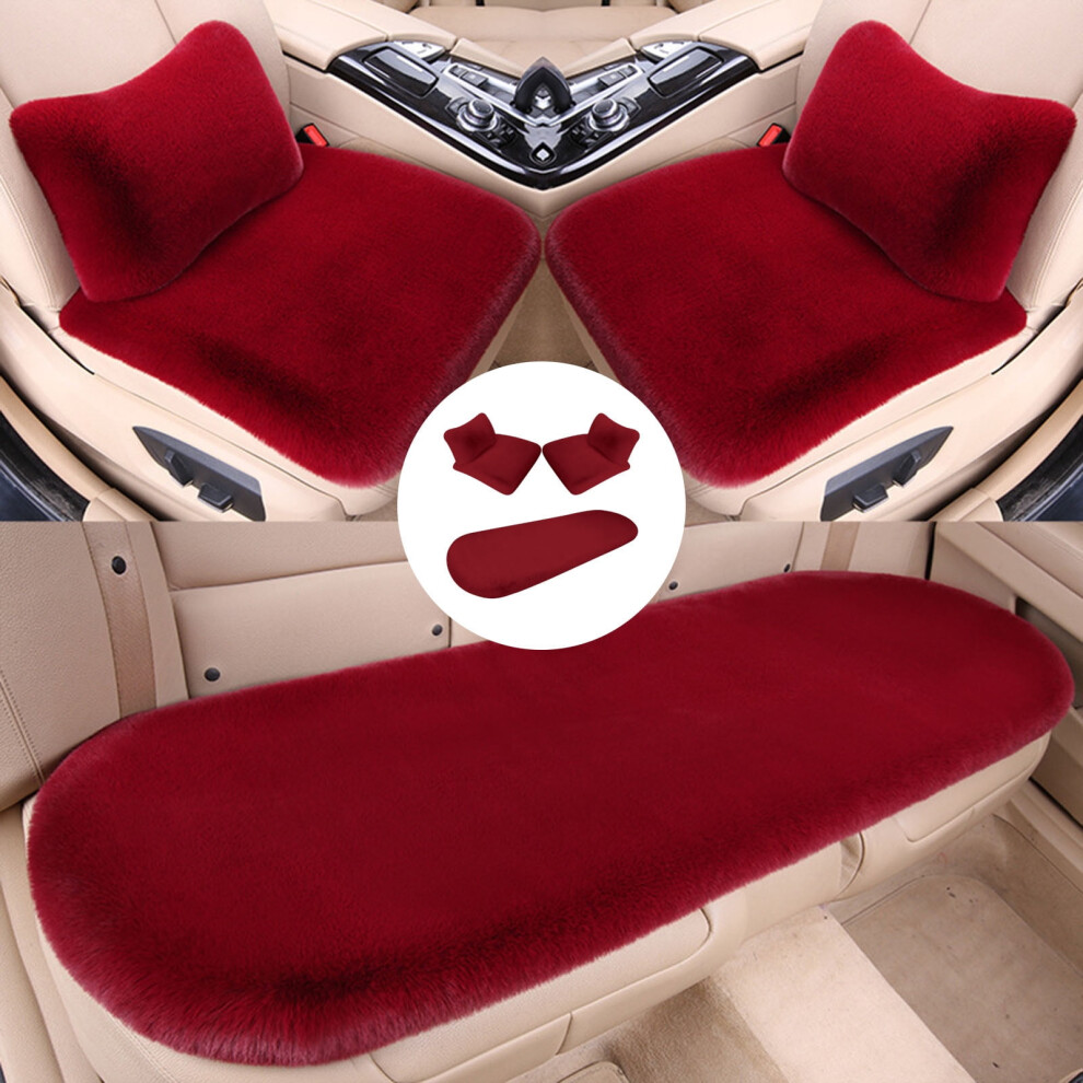 Faux Fur Car Seat Cushion Set Winter Plush Universal Fit 908436562591