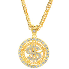 Gold Plated Dollar Sign Chain Necklace for Men