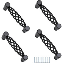 Maniglia per mobile a forma di gabbia per uccelli nera, rotonda, 128 mm, confezione da 4 pezzi