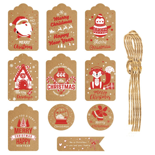 Vintage Christmas gift tags kraft 60-pack
