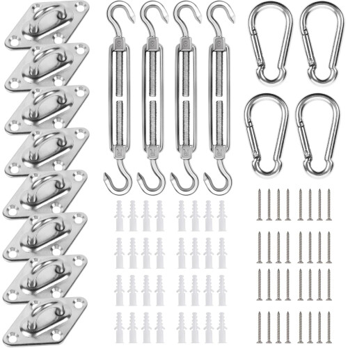Kit de fixation pour voile d'ombrage, acier inoxydable 304, 1 ensemble