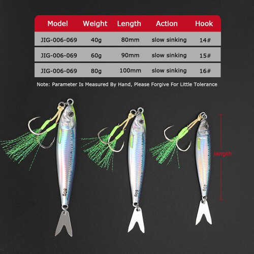 Luminous Ψαροταβέρνες Jigs 40g 60g 80g με Γάντζους Κουταλιού 1
