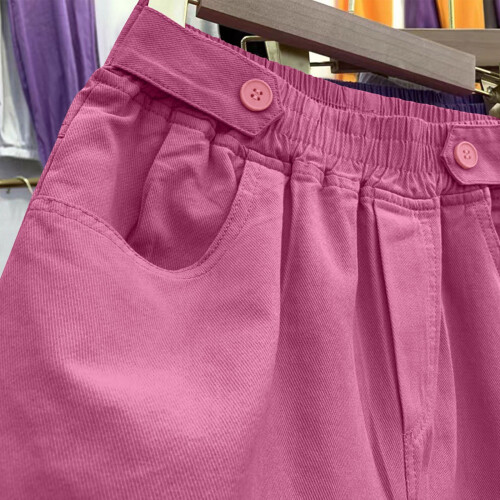 Løpeshorts for kvinner i elastisk bomullsdenim, kvart lengde 2