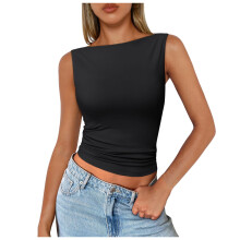 Women's Casual Sleeveless Tank Top Black L