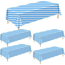 Bavarian Blue White Vinyl Tablecloth 54x108 Inch 5 Pack