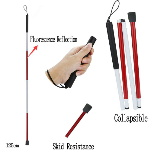 Folding Blind Cane Aluminum 4-Section Guide Stick 1