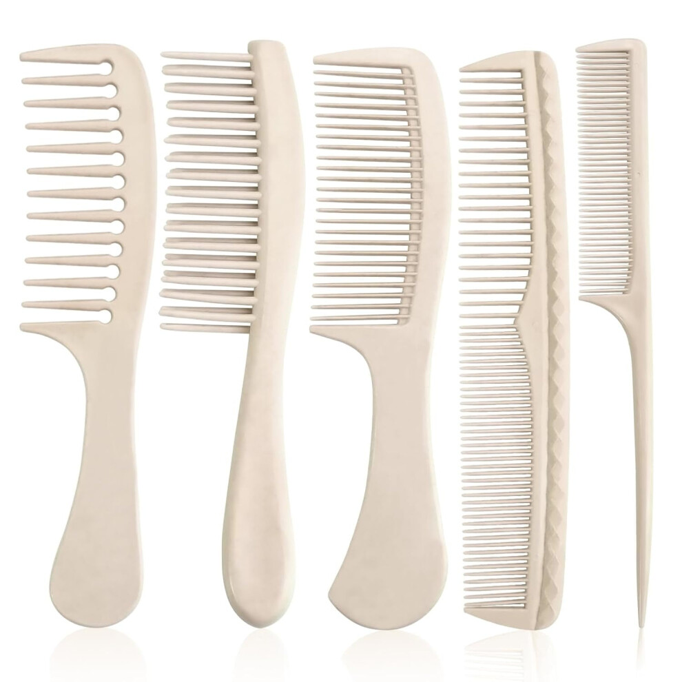 Hair Combs Set for Women and Men Beige 5 Pieces