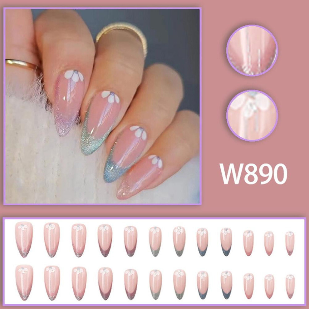 False Nails French Manicure Full Cover Press-On 24pcs
