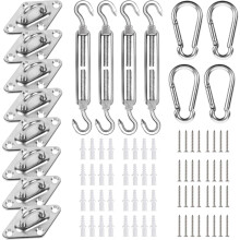 Kit de fixation pour voile d'ombrage triangulaire, acier inoxydable 304, 30 pièces