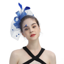 Damen-Fascinator-Hut mit Schleife, blauer Netzstoff, Teeparty, Hochzeit