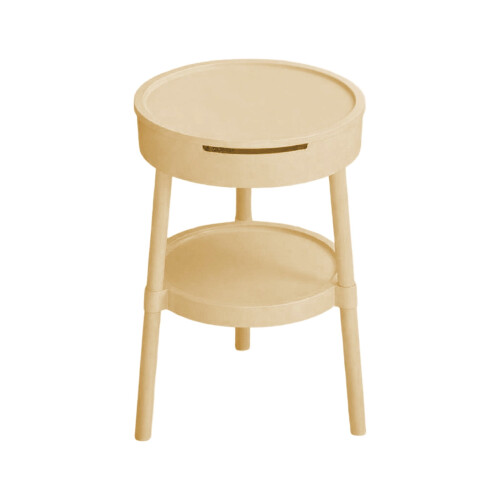 Gallickan Bedside Table with Drawer and Shelf, Beige 1