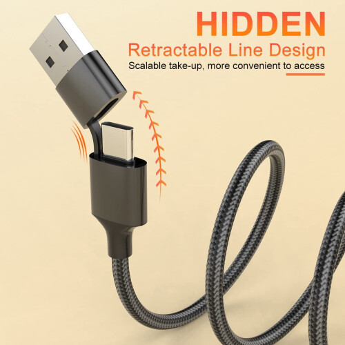 Nylonummanteltes Schnellladekabel USB-C auf USB-C 1,15 m 1