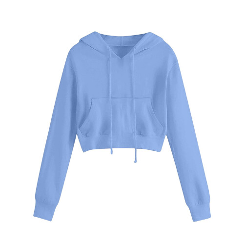 Women's Cropped Hoodie Light Blue M