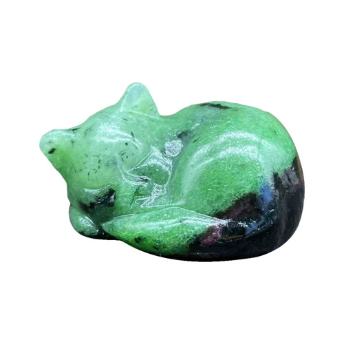 Kvarts sovende kat statue opal 2 tommer
