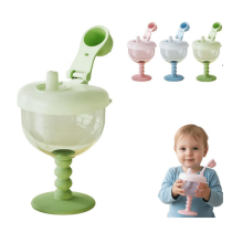 No-Spill Goblet Cup with Lid, BPA-Free Plastic, 2 Pcs