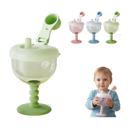 No-Spill Goblet Cup with Lid, BPA-Free Plastic, 2 Pcs
