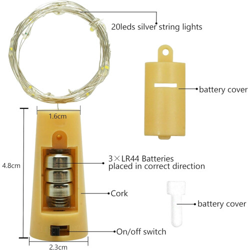 20 LED-Weinflaschenlichter mit Korken 2
