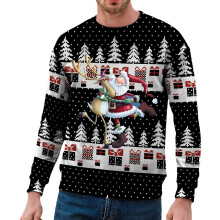 Herren-Weihnachtspullover mit lustigem Festtagsmuster, lockere Passform