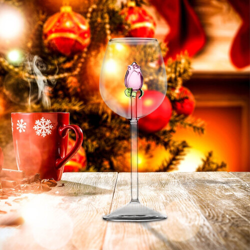 Roséweingläser mit eingearbeitetem Rosenmotiv, 2er-Set 1