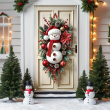 Christmas Bow Door Banner, 71x35", Winter Holiday Berry Decor for Front Door, Porch, Xmas Party & New Year – Compatible with Standard Doors