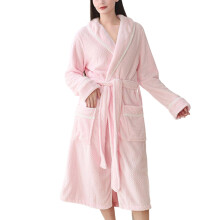 Soft Fleece Bathrobe Cozy Kimono Robe Long Sleeve Shirtwaist Loungewear For Spa And Home Relaxation