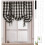 Buffalo Check Tie-Up Curtains Grey White Semi-Sheer Rod 5