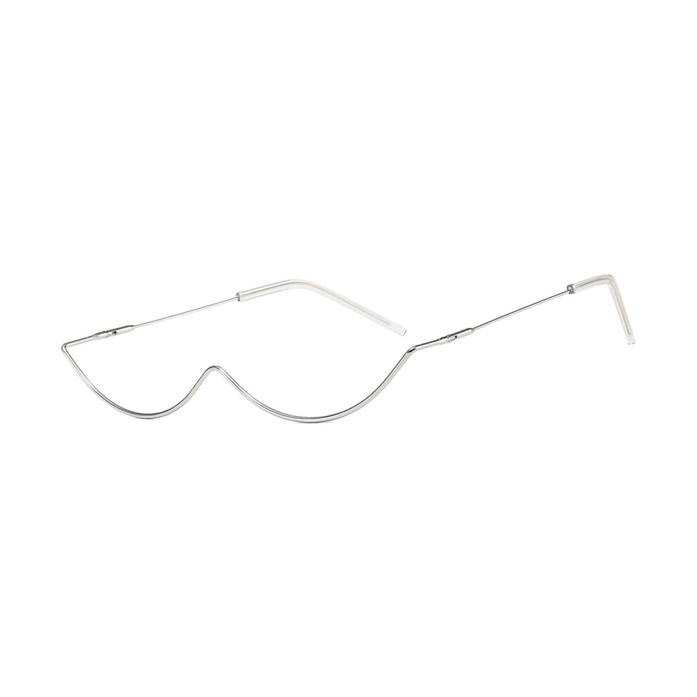 Half Frame Eyeglasses Metal Silver Semi-Rimless 1 Pair