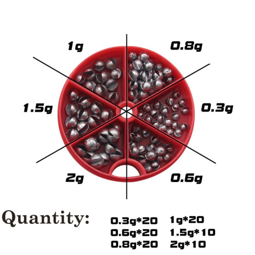 Fishing Egg Bullet Sinkers Lead Weight Split Shot Box 100 2