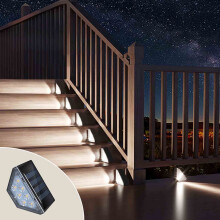 Waterdichte LED-trapverlichting op zonne-energie met 7 LED's, warm of koel wit licht.