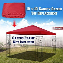 Gazebo canopy cover polyester 10 ft x 10 ft burgundy