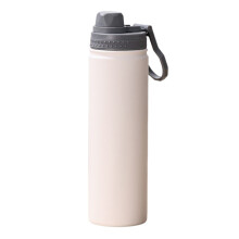 Garrafa de água térmica de aço inoxidável branco, 1 litro.