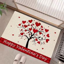 Felpudo de San Valentín con árbol de corazones, 18x30 pulgadas.