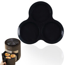 Moules à œufs ronds en silicone pour friteuse à air, 3 cavités