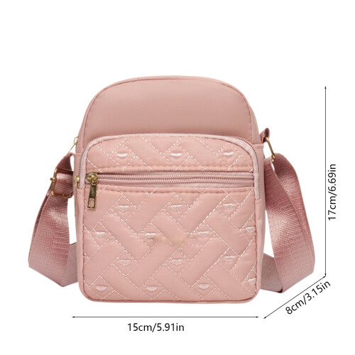 Γυναικεία Τσάντα Oxford Crossbody Ροζ Ελαφριά Ρυθμιζόμενη 2